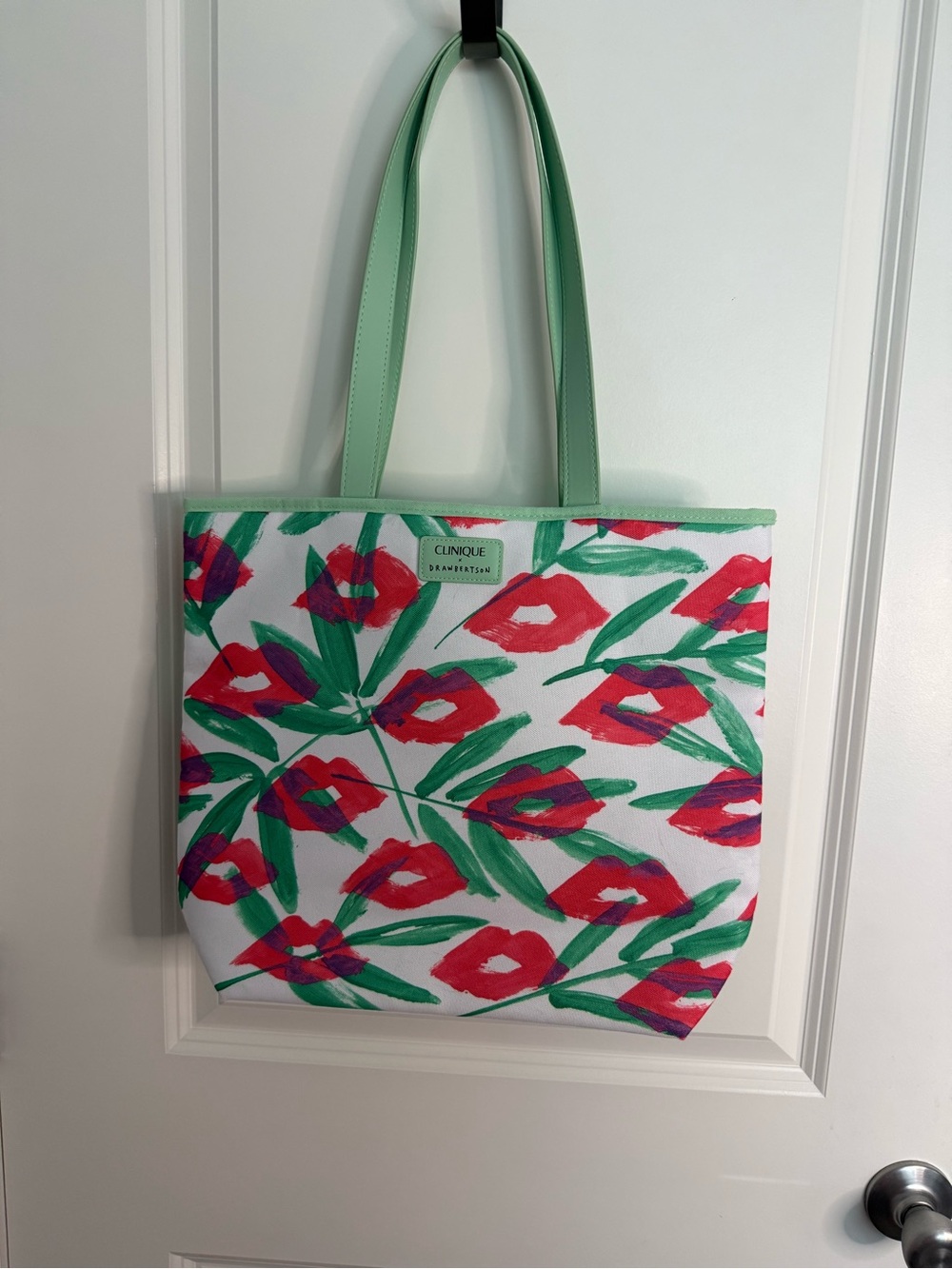 Clinique x Drawbertson Floral Lip Print Tote Bag
